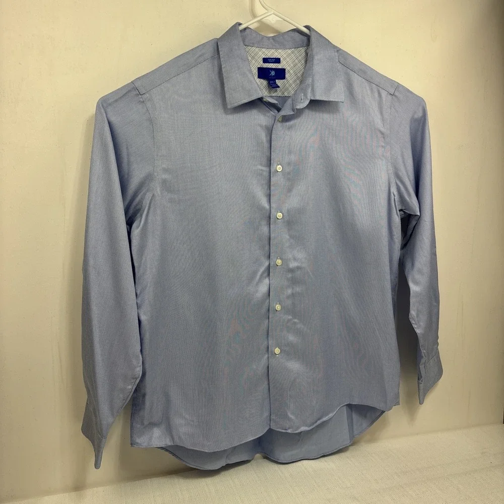 Egara Non Iron Slim‎ Fit Men's Long Sleeve Blue Button Up Shirt Size 2XLT EUC
